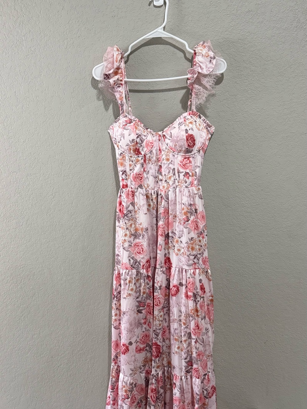 Altar’d State Pink Floral Satin Maxi Dress